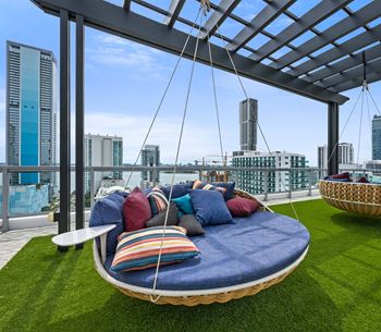 Sky lounge overlooking biscayne bay
